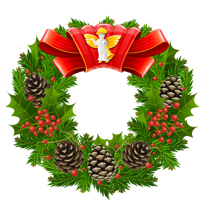 free vector Christmas wreath cool texture vector